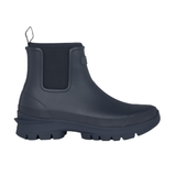 LeMieux AW26 Bramshaw Chelsea Welly Varient Navy. A dark navy blue rubber rain boot with a textured sole and a elastic side panel, shown in profile against a plain white background.