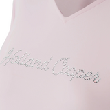 Logo detail on the Holland Cooper Ladies Training V-Neck Tee in blush