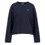Navy long-sleeve t-shirt with Barbour logo on a white background