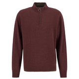 Red Barbour sweater with a quarter zip on a white background