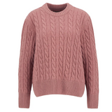 pink cable knit Barbour jumper on a white background
