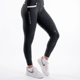 Blackfort AW26 Training Tights 3.0 Variant  Black/ Blush Pink. Back pair of riding tights with pink detailing against a white background. 