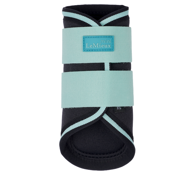 Reverse of the LeMieux Mini Brushing Boots  in Aqua