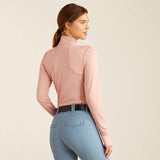 Ariat Ladies Gridwork 1/4 Zip Base Layer in Misty Rose Heather