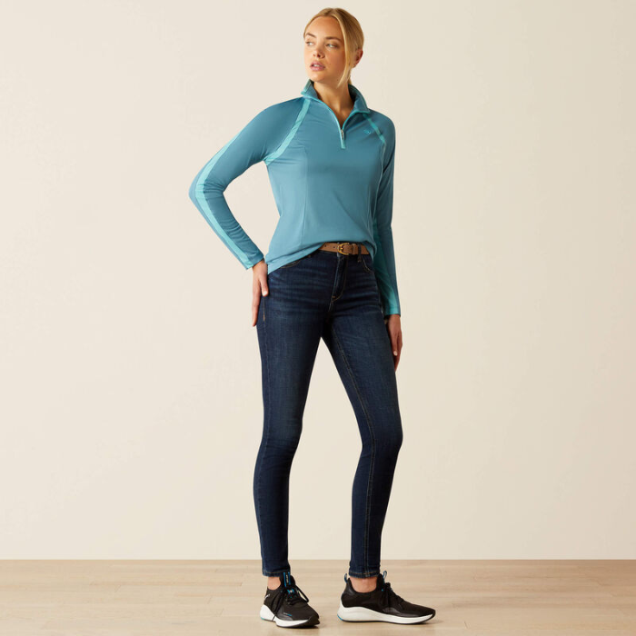 Ariat Ladies Sunstopper 3.0 1/4 Zip Baselayer in Storm Blue