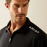 Ariat Mens Bandera Team Short Sleeve 1/4 Zip Polo in Black | Eland Lodge