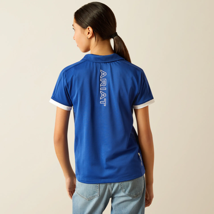 Ariat Youth Bandera 1/4 Short Sleeve Polo in Sodalite Blue