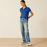 Ariat Youth Bandera 1/4 Short Sleeve Polo in Sodalite Blue