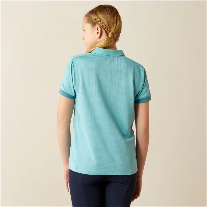 Ariat Youth Bandera 1/4 Short Sleeve Polo in Aqua