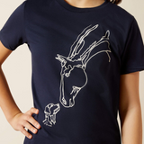 Ariat Youth Hay Girl Short Sleeve T-Shirt in Classic Navy