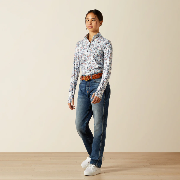 Ariat Youth Lowell 3.0 1/4 Zip Baselayer in Posy Pony Print