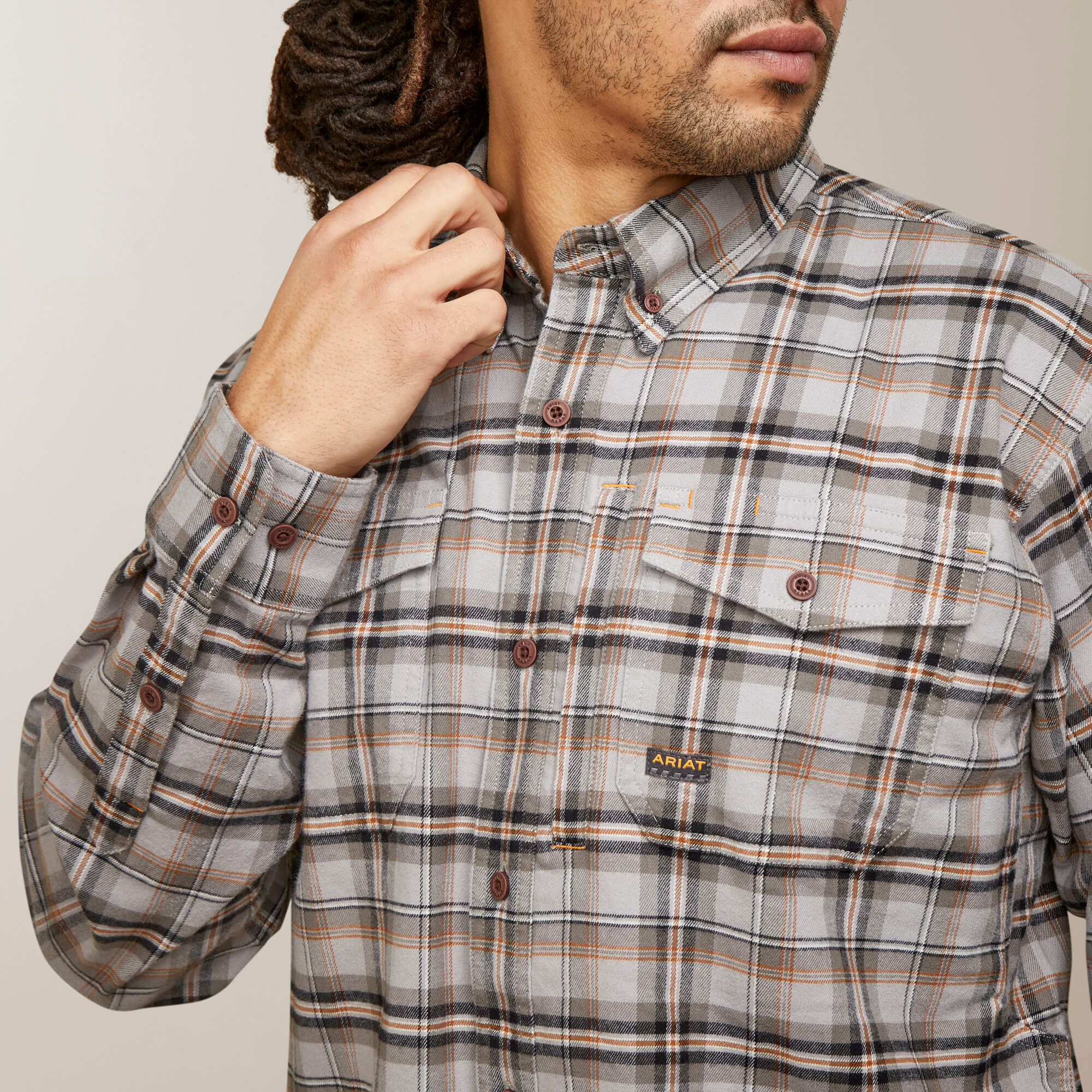Ariat Mens Rebar Flannel Durastretch Work Shirt