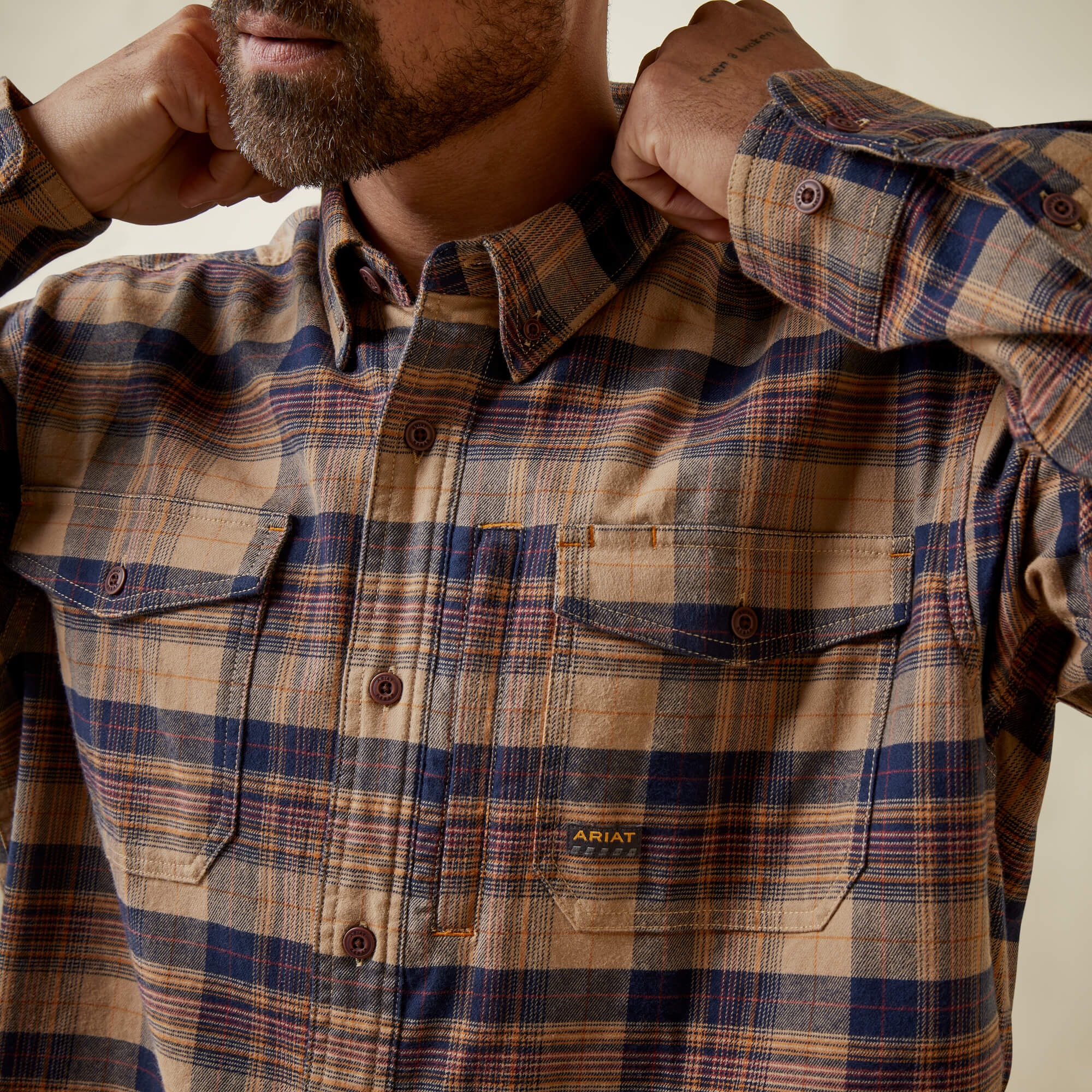 Ariat Mens Rebar Flannel Durastretch Work Shirt