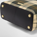 Black leather bag with Barbour branded discs