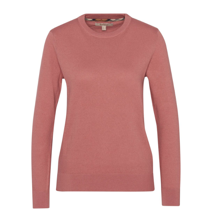 Pink long-sleeve knitted jumper on a white background