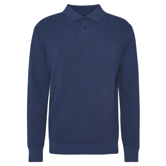 Barbour Mens Holt Waffle Knitted Polo Shirt in Oceana