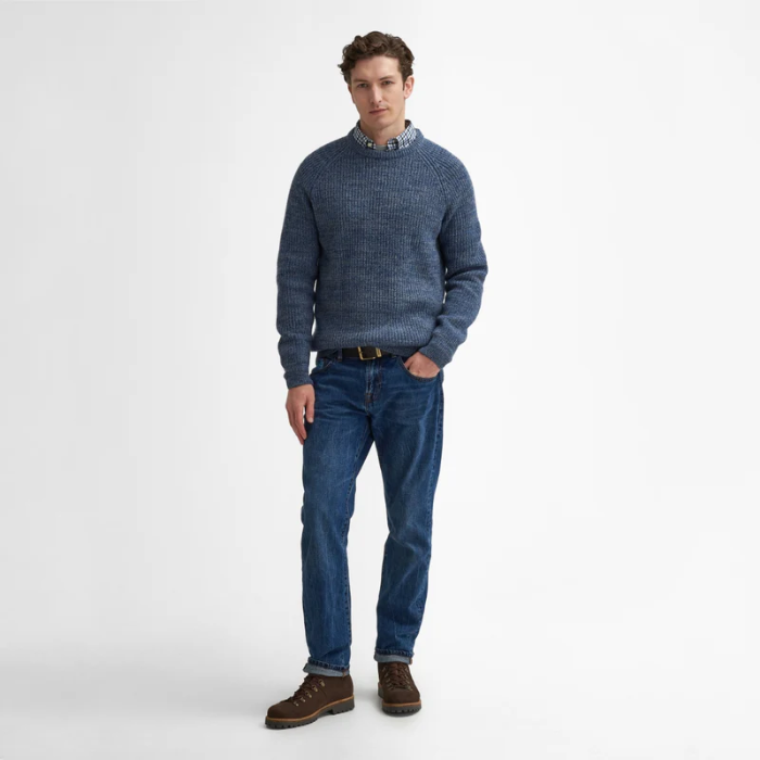 Barbour Mens Horseford Crew Neck Jumper in River Blue | Eland Lodge
