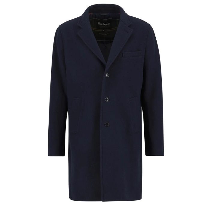 Barbour Mens Kirkbridge Wool Coat in Navy