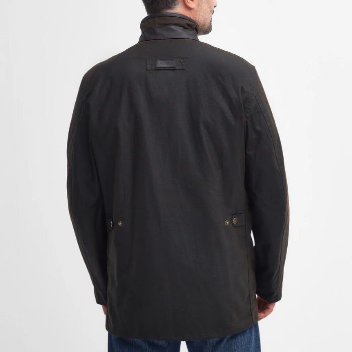 Reverse of Barbour Mens Mowden Wax Jacket in Olive