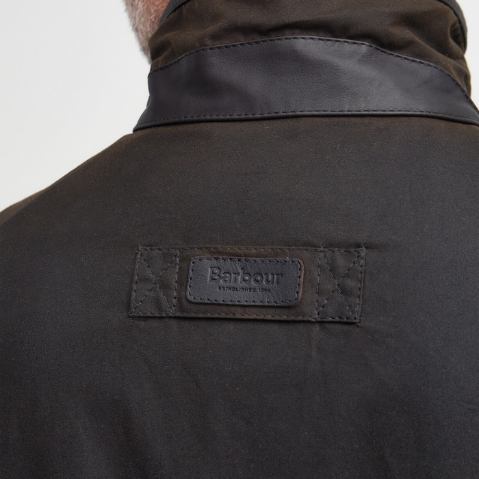 Barbour Detail on Barbour Mens Mowden Wax Jacket in Olive