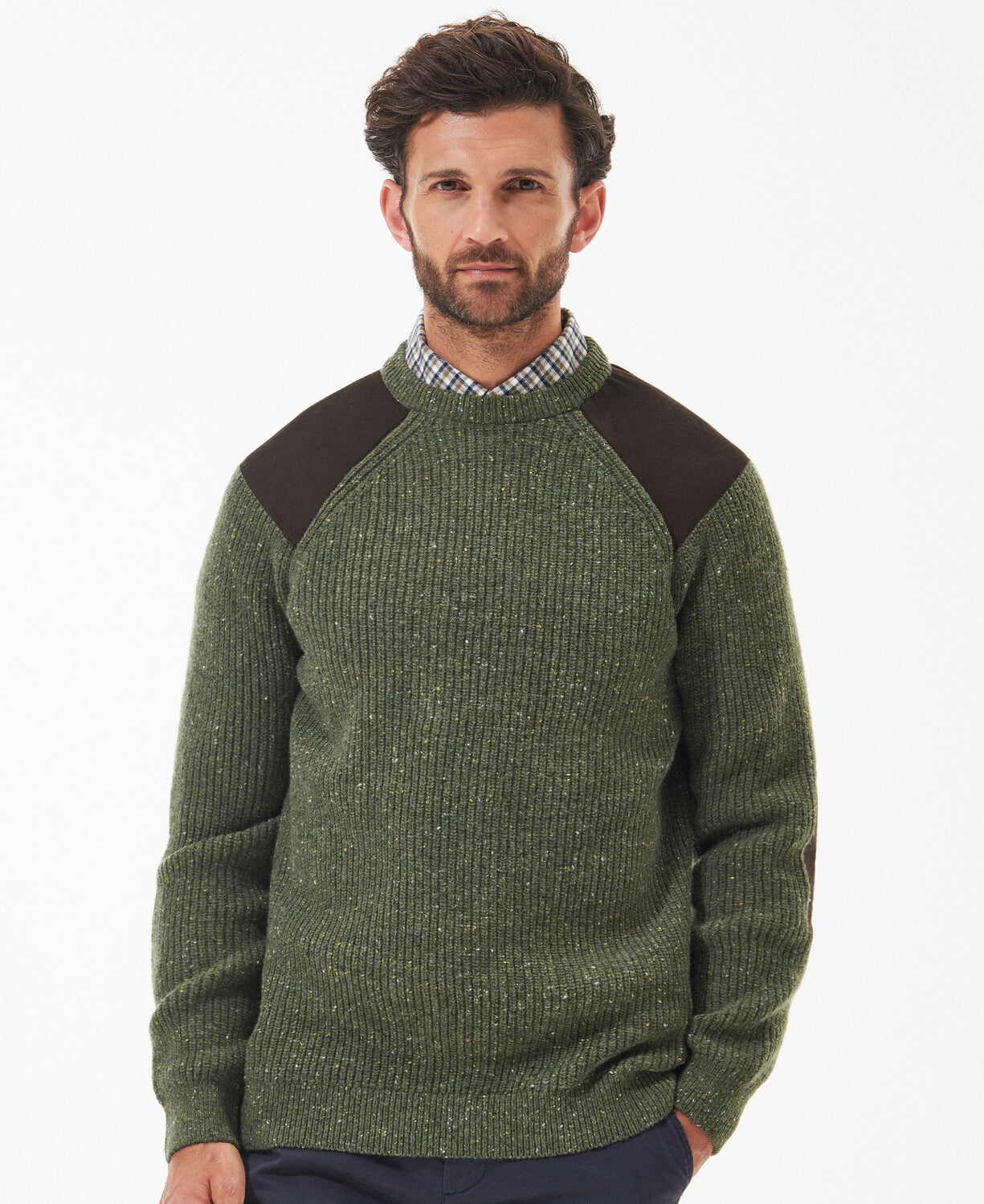 Barbour Mens Raisthorpe Crew Neck Jumper in Olive