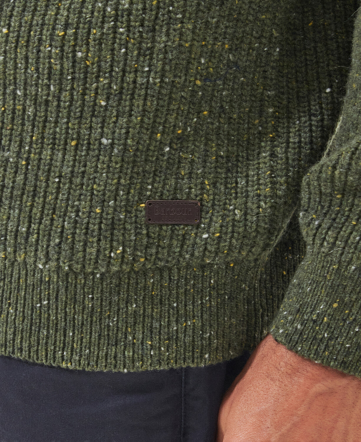 Barbour Mens Raisthorpe Crew Neck Jumper in Olive
