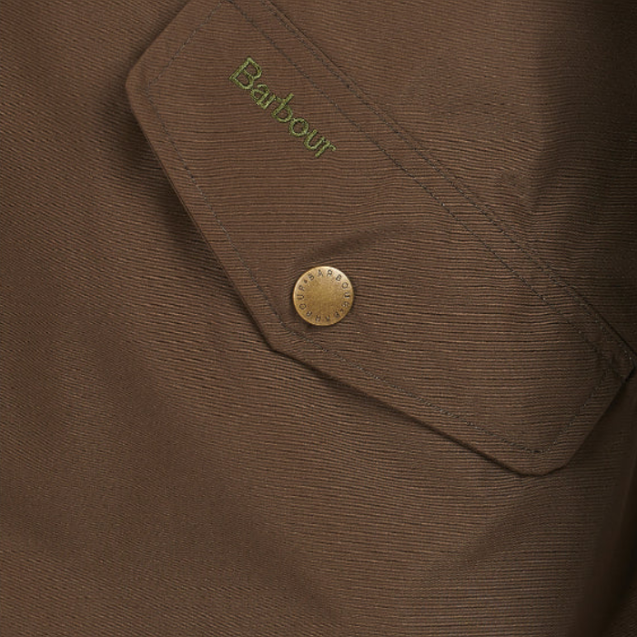 Pocket Detail on Barbour Men's Spoonbill Jacket in Dark Olive