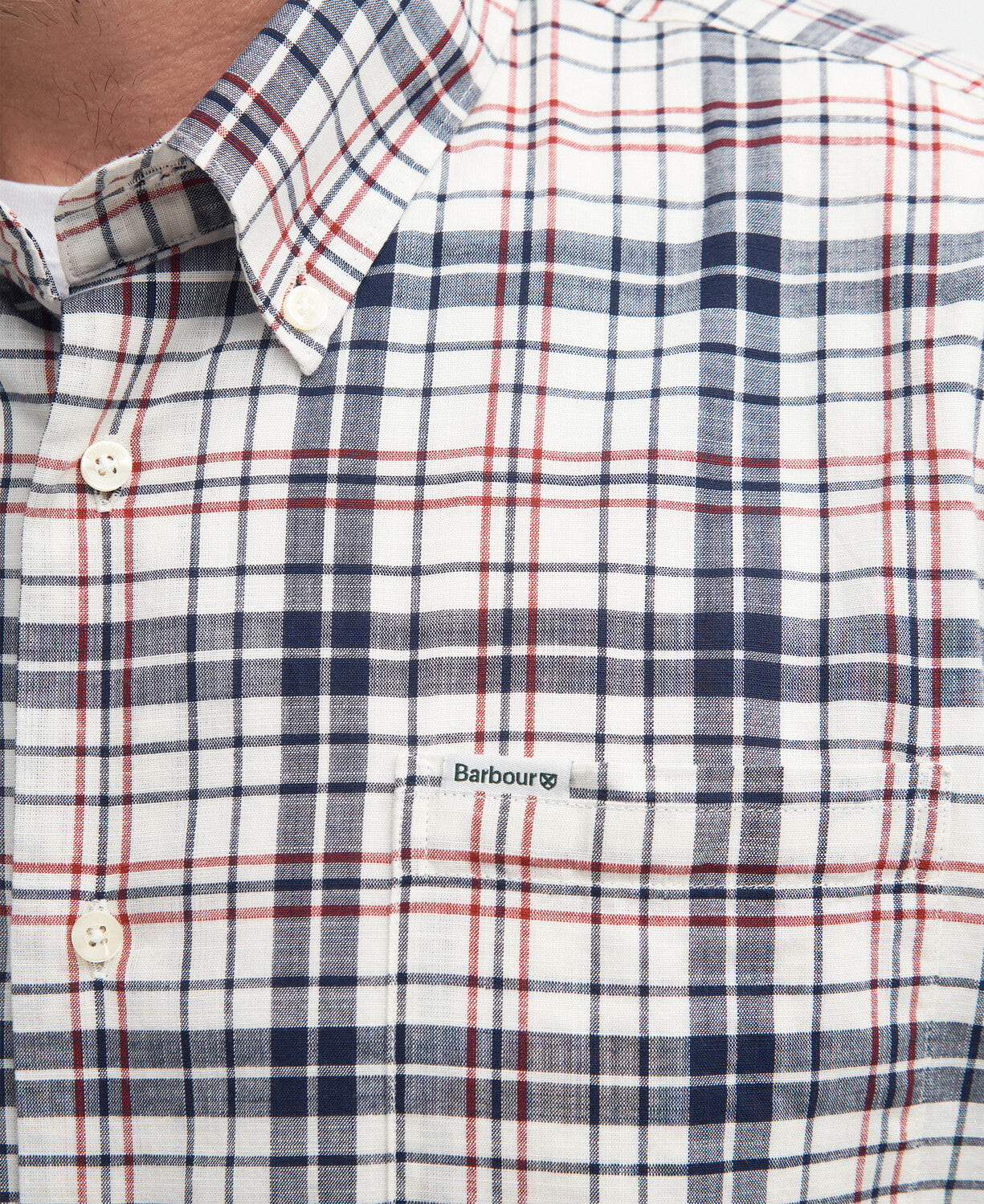 Logo Detail on Barbour Mens Drafthill Short Sleeve Shirt