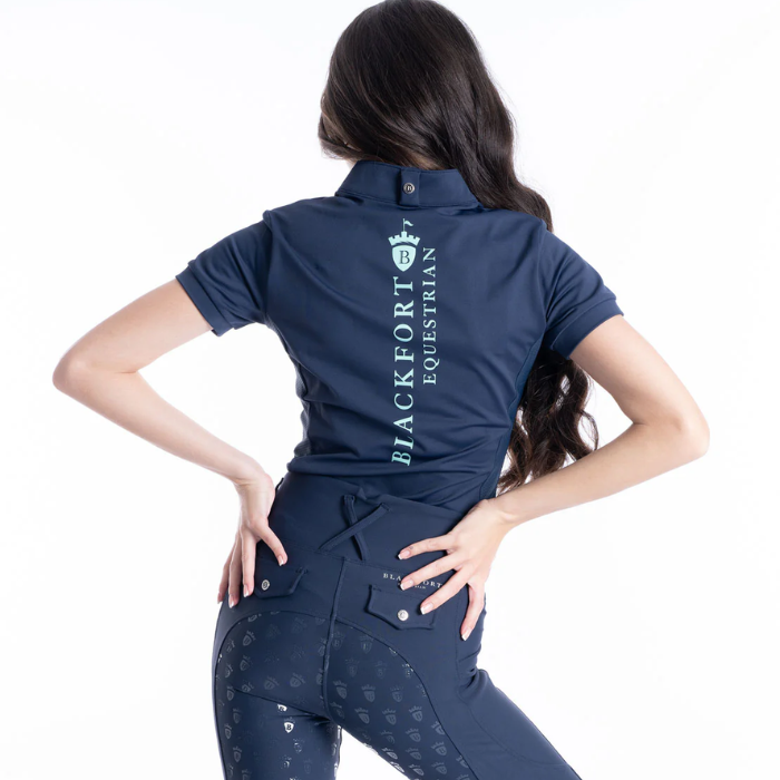Blackfort Ladies Cool Mesh Short Sleeve Baselayer in Navy/Lime | Eland Lodge