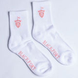 Blackfort Sport Crew Socks in White/Pink