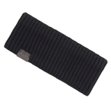LeMieux AW26 Clara Rib Headband Variant Black. A black ribbed knit headband with a small gray fabric brand tag, shown on a plain white background.