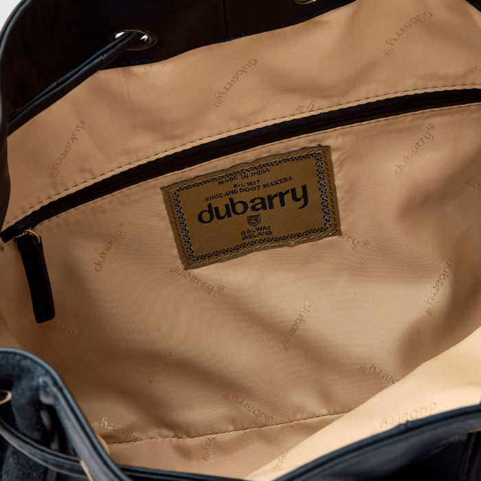 gold bag lining with dubarry logo and zip pocket