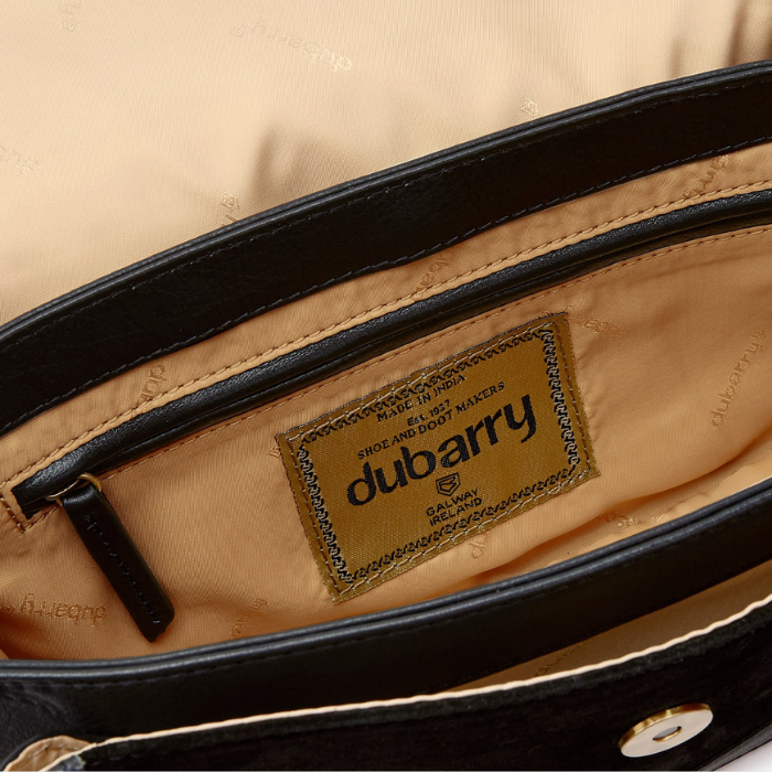 Gold handbag lining with dubarry logo and zip pocket