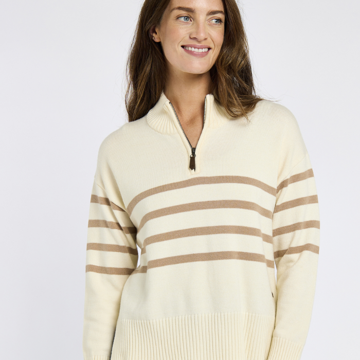 Dubarry Ladies Fonthill Quarter Zip Sweater in Oyster