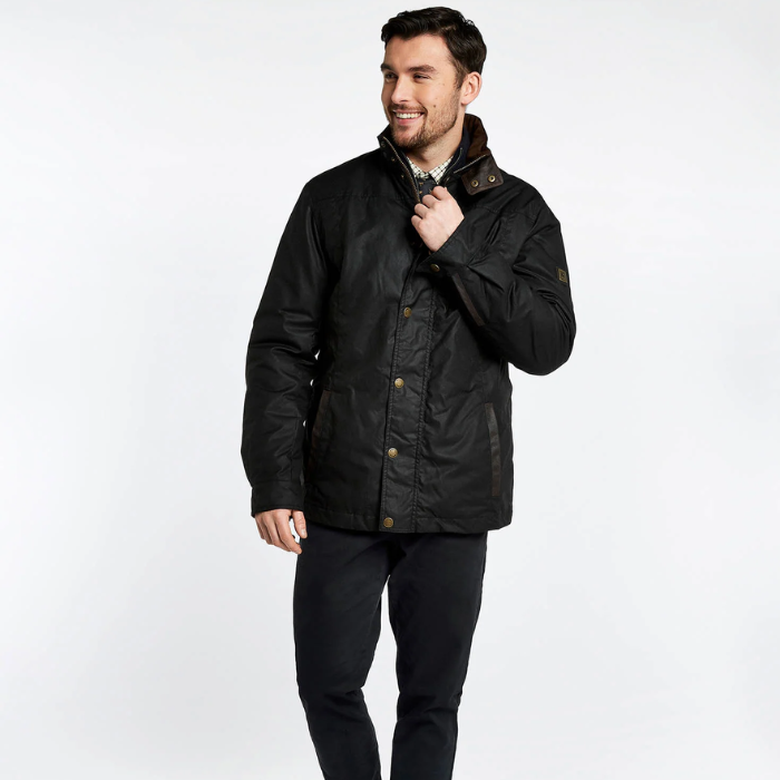 Dubarry Mens Carrickfergus Waxed Jacket in Black | Eland Lodge
