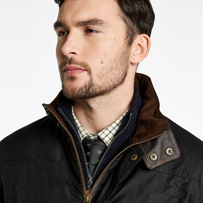 Dubarry Mens Carrickfergus Waxed Jacket in Black | Eland Lodge