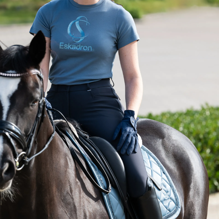 Rider Wears Eskadron Classic Sports T-shirt in Steel Blue