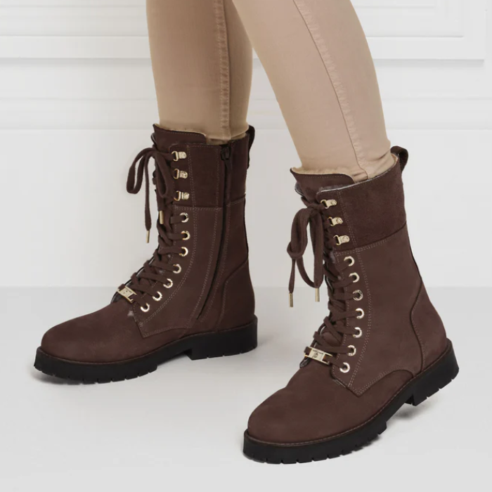 Fairfax & Favor Ladies Shearling Lined Anglesey Boots in Chocolate Nubuck