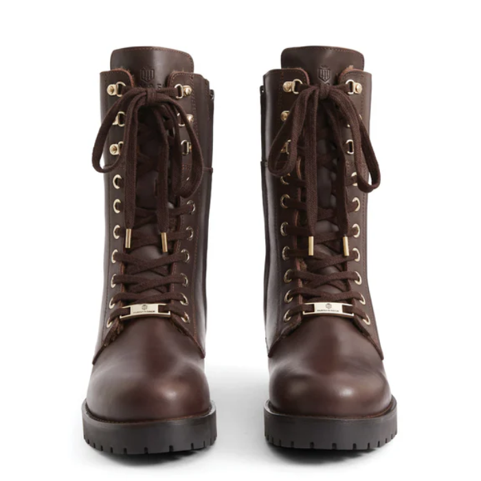 Fairfax & Favor Ladies Shearling Lined Anglesey Boots in Mahogany Leather