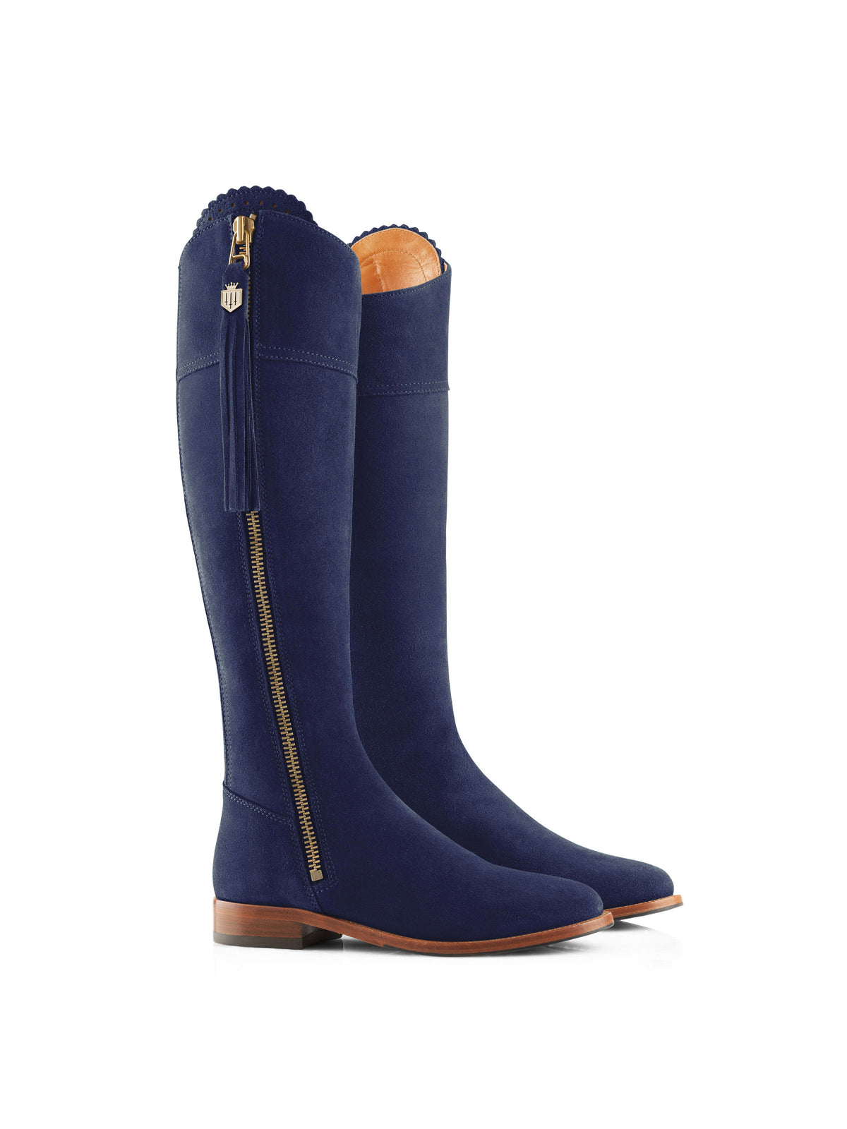 Fairfax & Favor Ink Blue Suede Flat Regina