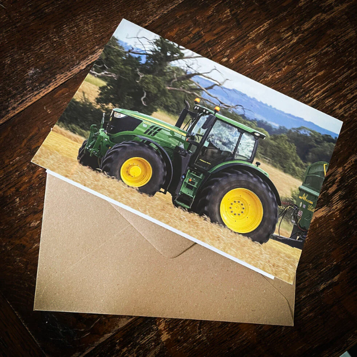 'Green Tractor' Greeting Card by Charles Sainsbury-Plaice