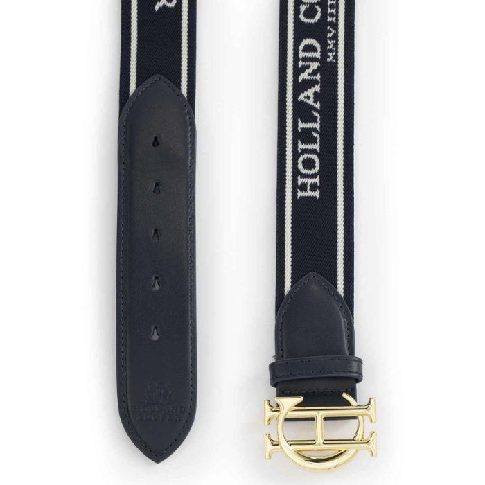 Holland Cooper Burghley Logo Riding Belt in Ink Navy