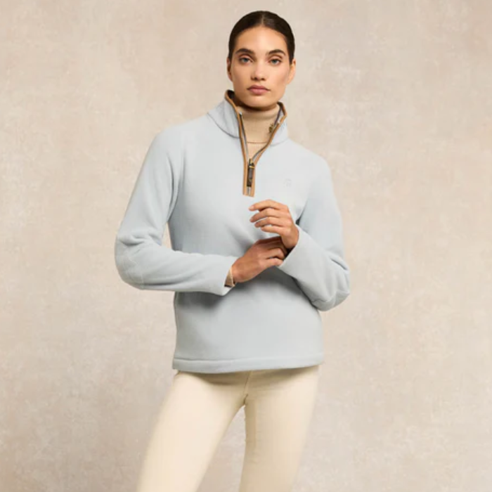 Holland Cooper Country Fleece Quarter Zip in Pale Blue