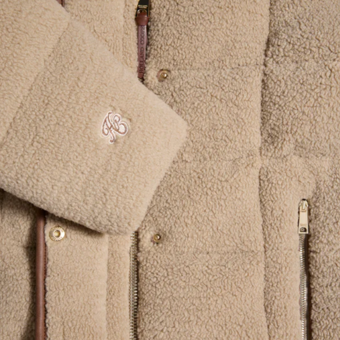 Holland Cooper Crawford Padded Jacket in Natural Borg
