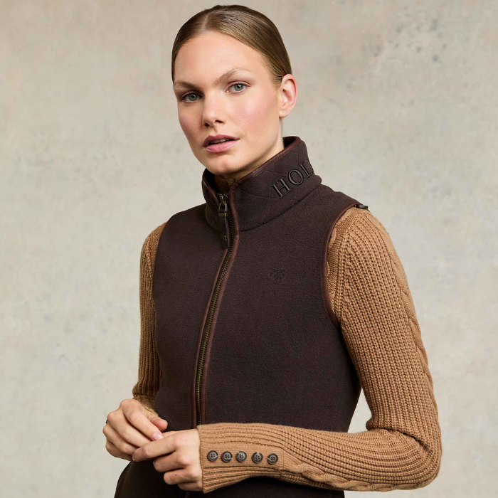 Holland Cooper Ladies Country Fleece Gilet in Chocolate
