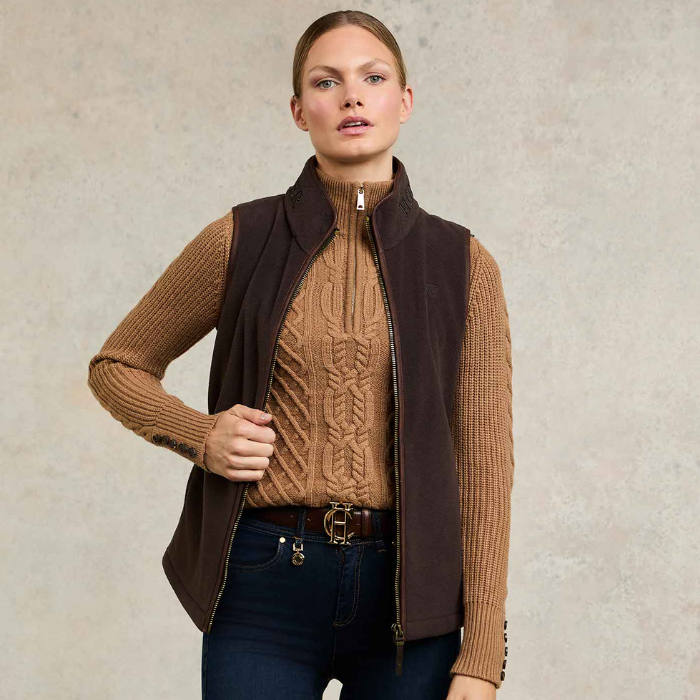 Holland Cooper Ladies Country Fleece Gilet in Chocolate