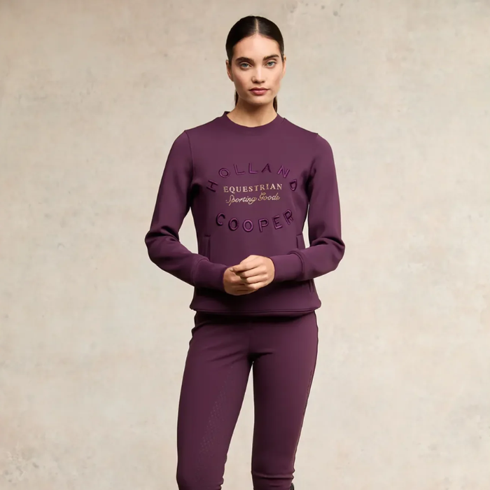 Holland Cooper Ladies Crystal Crew Neck Sweat in Aubergine