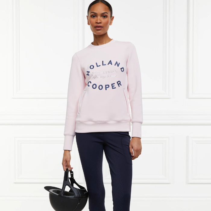 Holland Cooper Ladies Crystal Crew Neck Sweat in Blush
