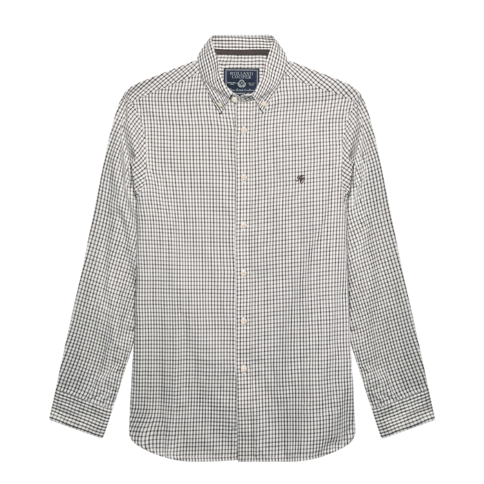 Checkered shirt with brand logo on a white background