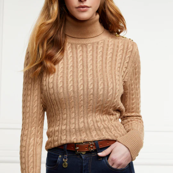 Holland Cooper Slim Logo Belt in Tan